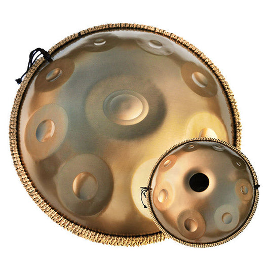 Handpan 17 note dore - Re mineur, frequence 432hz, frequence 440hz, hang drum