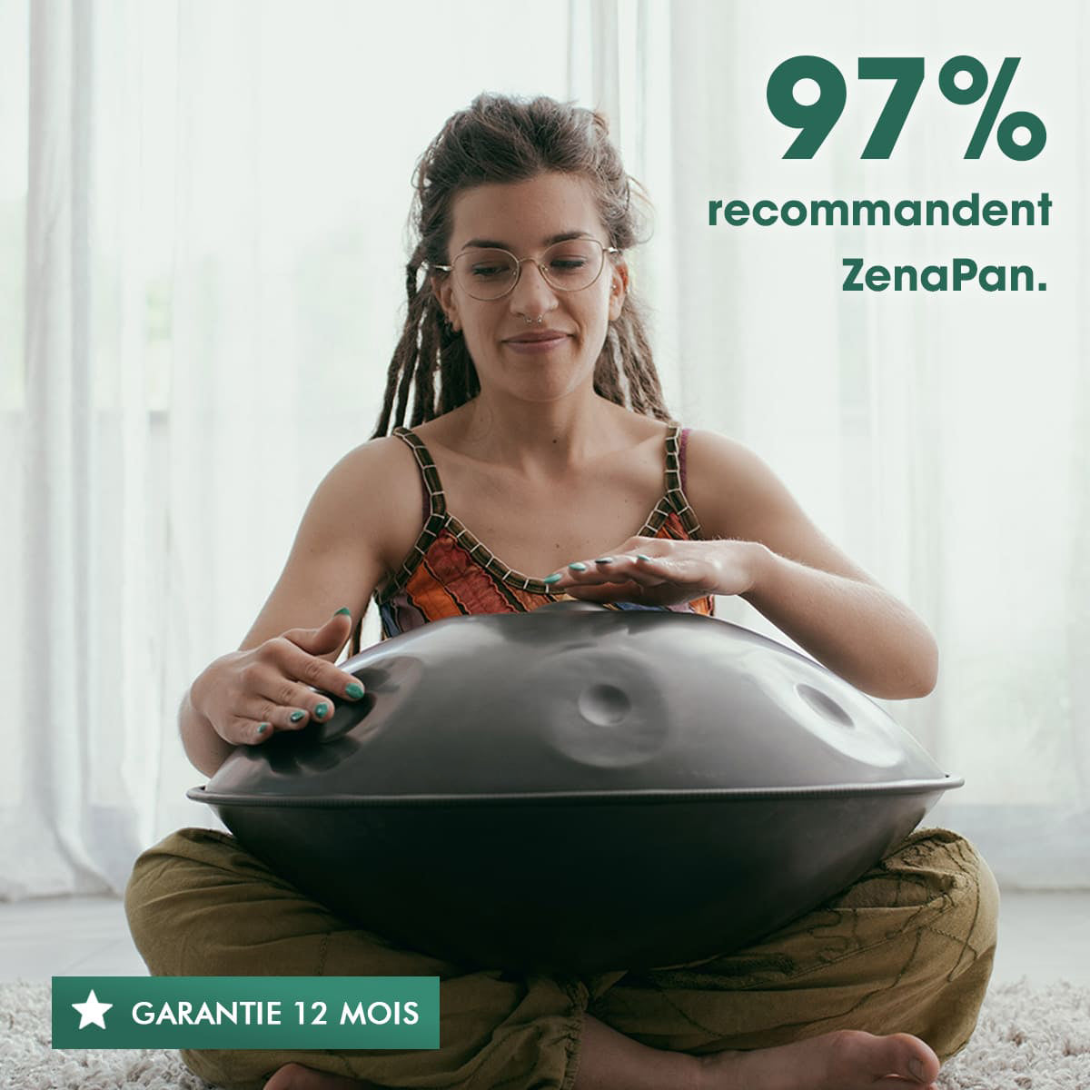 Handpan 13 Notes Bleu Doré - Ré Mineur